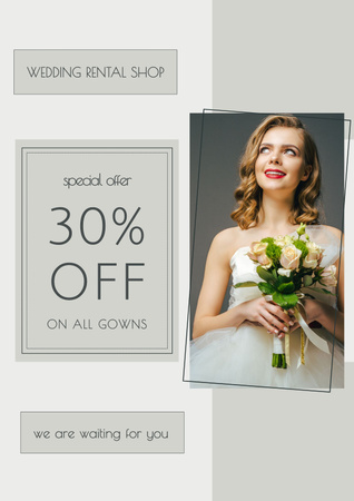 Platilla de diseño Wedding Dress Rental Shop Poster