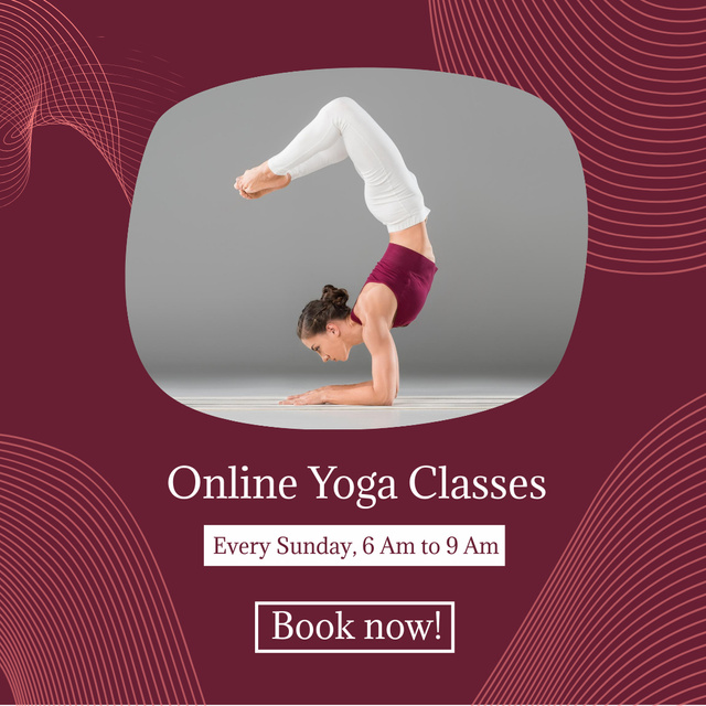 Ontwerpsjabloon van Instagram van Online Yoga Classes Announcement