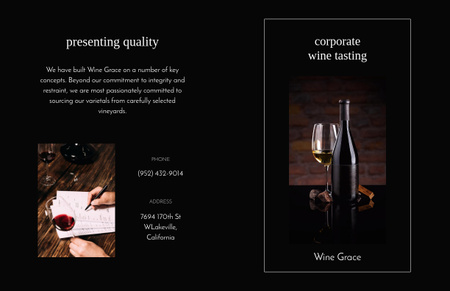 Wine Tasting Announcement with Wineglass and Bottle Brochure 11x17in Bi-fold Design Template