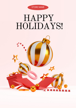 Plantilla de diseño de Christmas Holiday Greeting with Holiday Decor Postcard A5 Vertical 