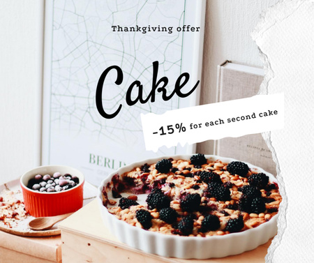 Platilla de diseño Thanksgiving Festive Cakes Sale Offer Facebook