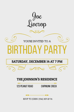 Birthday Party Invitation in Vintage Style Flyer 4x6in Design Template