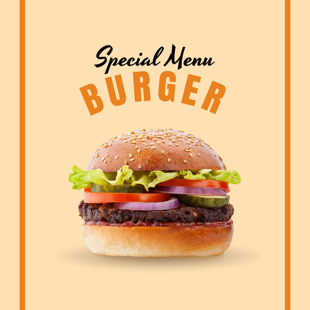 Special Menu Ad with Yummy Burger Instagram Tasarım Şablonu
