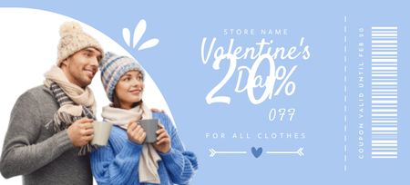 Valentine's Day Sale with Couple in Cute Knitwear Coupon 3.75x8.25in Design Template