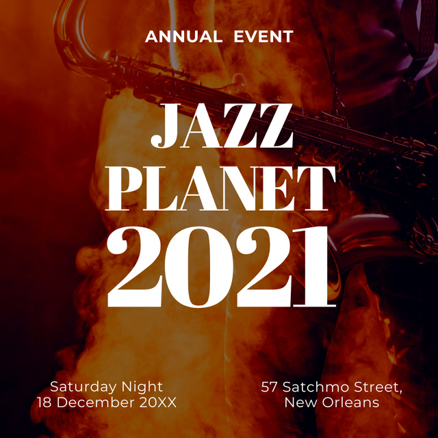 Annual Jazz Music Event Announcement Instagram Design Template