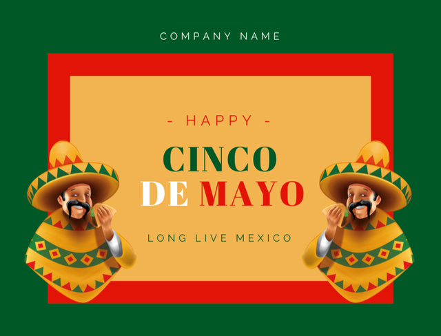 Cinco de Mayo Ad with Men in Sombrero Postcard 4.2x5.5in – шаблон для дизайну