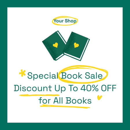 Designvorlage Green Ad About Book Discounts für Instagram