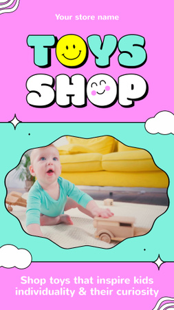 Ontwerpsjabloon van Instagram Video Story van baby spelen met houten speelgoed