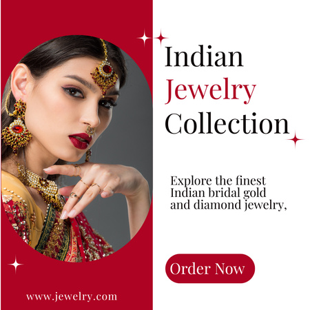 Indian Jewellery Collection with Attractive Girl Instagram Design Template