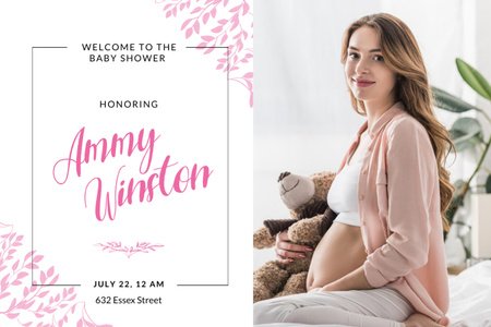 Baby Shower With Happy Pregnant Woman Postcard 4x6in tervezősablon