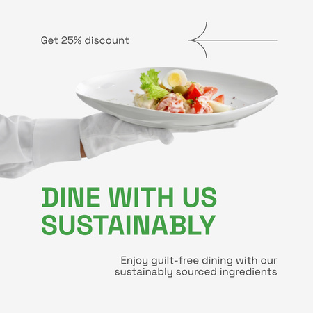 Discount Offer with Waiter holding Plate Instagram AD Design Template