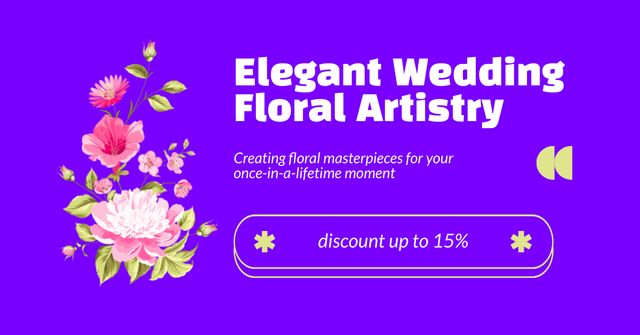 Plantilla de diseño de Elegant Flowral Wedding Artistry Service Facebook AD 