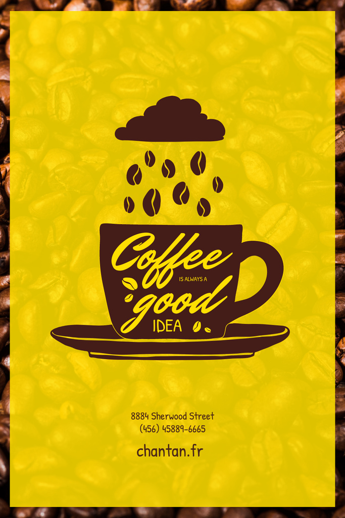 Coffee Beans falling Into Cup from Cloud Pinterest Šablona návrhu
