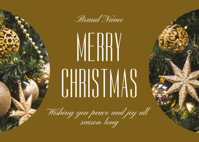 Plantilla de diseño de Delightful Christmas Holiday Greetings with Decorated Tree Postcard 5x7in 