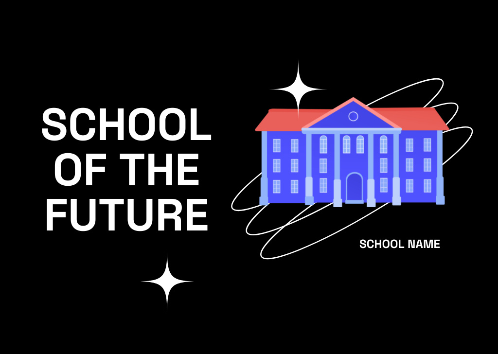 Ontwerpsjabloon van Postcard van School Apply Announcement with Illustration of Building