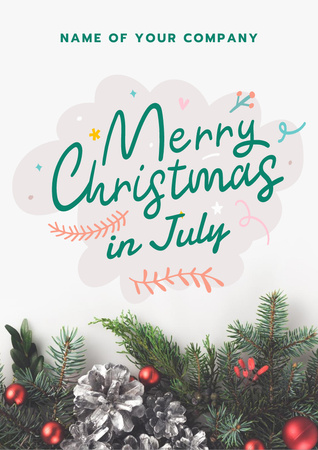 Announcement of Celebration of Christmas in July Flyer A4 Design Template
