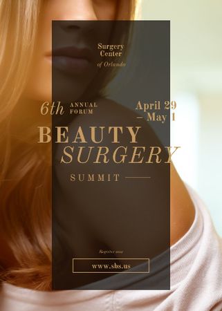 Young attractive woman at Beauty Surgery summit Invitation – шаблон для дизайна