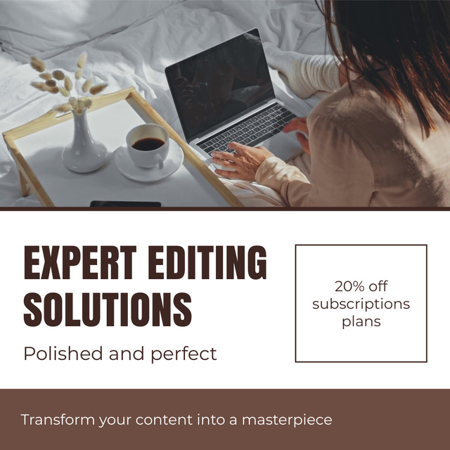Plantilla de diseño de Best Editing Service With Discount On Subscription Plan Animated Post 