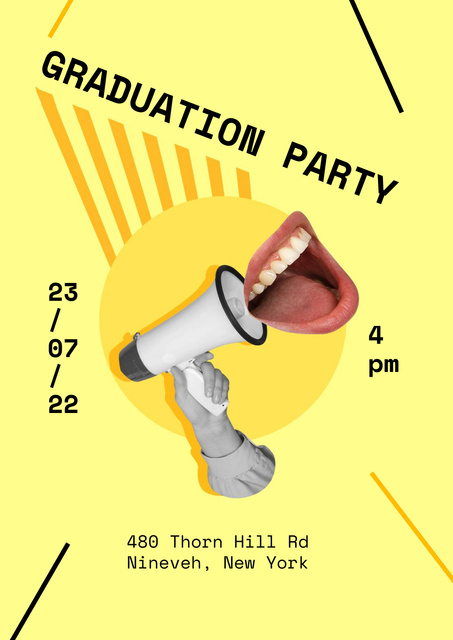 Bright Graduation Party in Yellow Poster – шаблон для дизайна