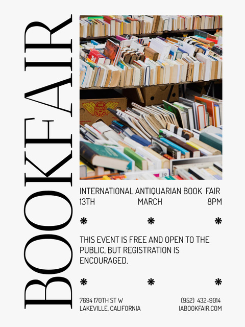 Book Fair Event Announcement Poster US Modelo de Design