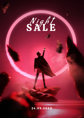 Designvorlage Night Sale ad with Futuristic image für Flayer