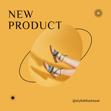 Modèle de visuel Proposition nouvelle collection de chaussures pour femmes sur jaune - Instagram
