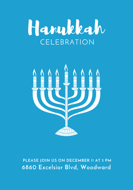 Lovely Hanukkah Holiday Festive Event Announcement Poster 28x40in Design Template