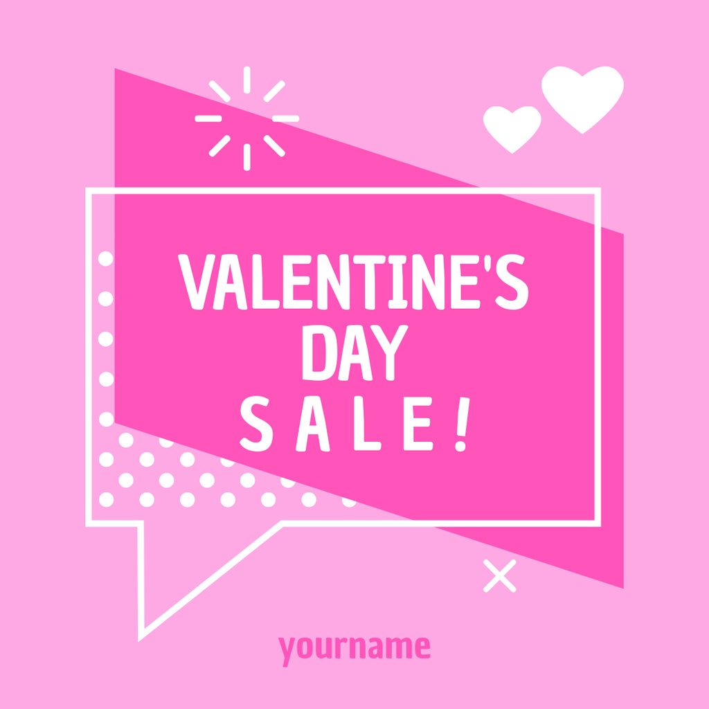 Valentine's Day Sale Announcement with White Hearts Instagram ADデザインテンプレート