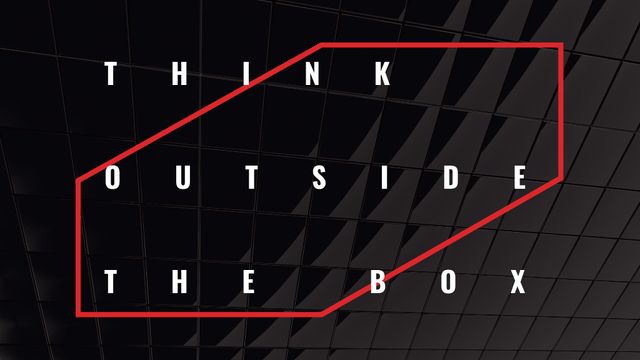 Think outside the box Quote on black tiles Title Modelo de Design