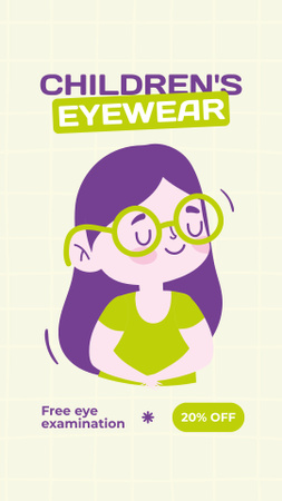 Modèle de visuel Annonce de magasin d'optique avec des lunettes pour enfants - Instagram Story