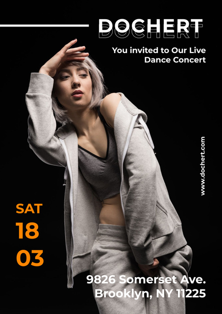 Designvorlage Dance Concert Ad on Black für Poster A3