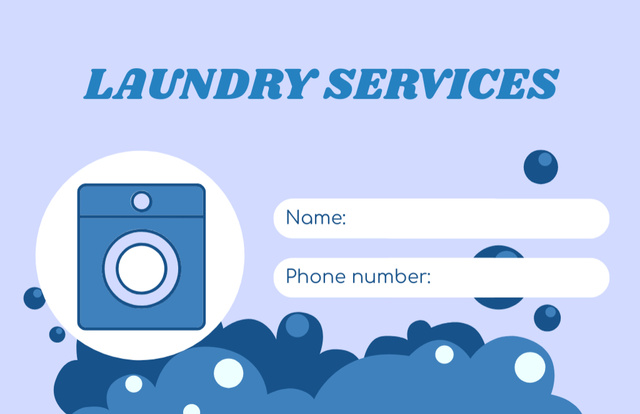 Laundry Services with Washing Machine Business Card 85x55mmデザインテンプレート