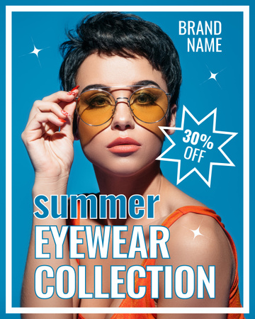Promoção da coleção de óculos de verão Instagram Post Vertical Modelo de Design
