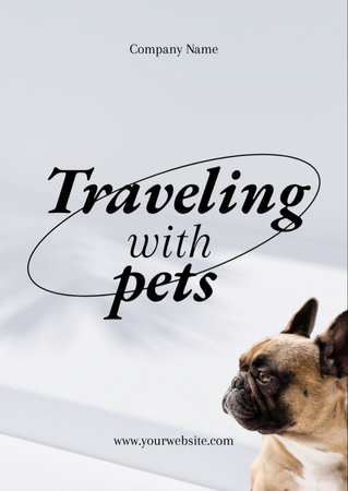 Guidebook for Pet-Friendly Travel with Cute French Bulldog Flyer A6 Πρότυπο σχεδίασης