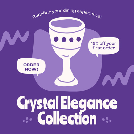 Crystal Elegant Collection of Glassware Instagram AD Design Template
