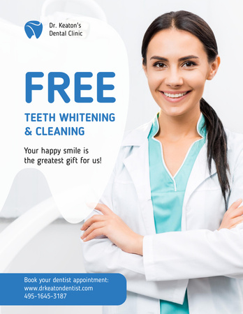 Free Teeth Whitening Promotion Poster 8.5x11in Design Template
