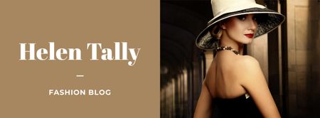 Designvorlage Mode-Blog-Anzeige mit stilvoller Frau im Hut für Facebook cover