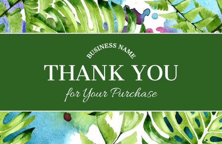 Plantilla de diseño de Casos Especiales Uso Floral Verde Gracias Business Card 85x55mm 
