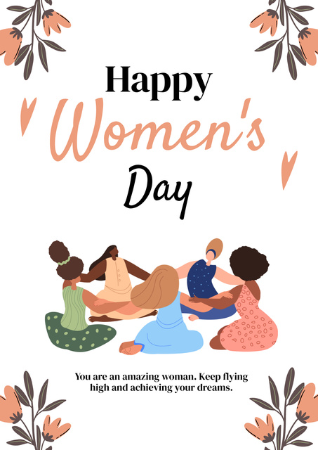 Women holding Hands on International Women's Day Poster Design Template