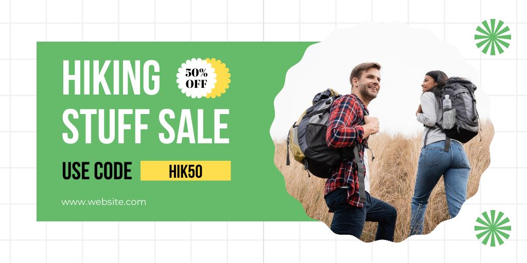 Ontwerpsjabloon van Twitter van Hiking Stuff Sale Ad