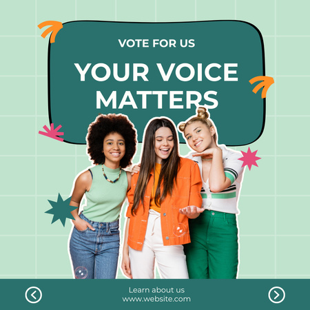 Meninas alegres na votação Instagram AD Modelo de Design