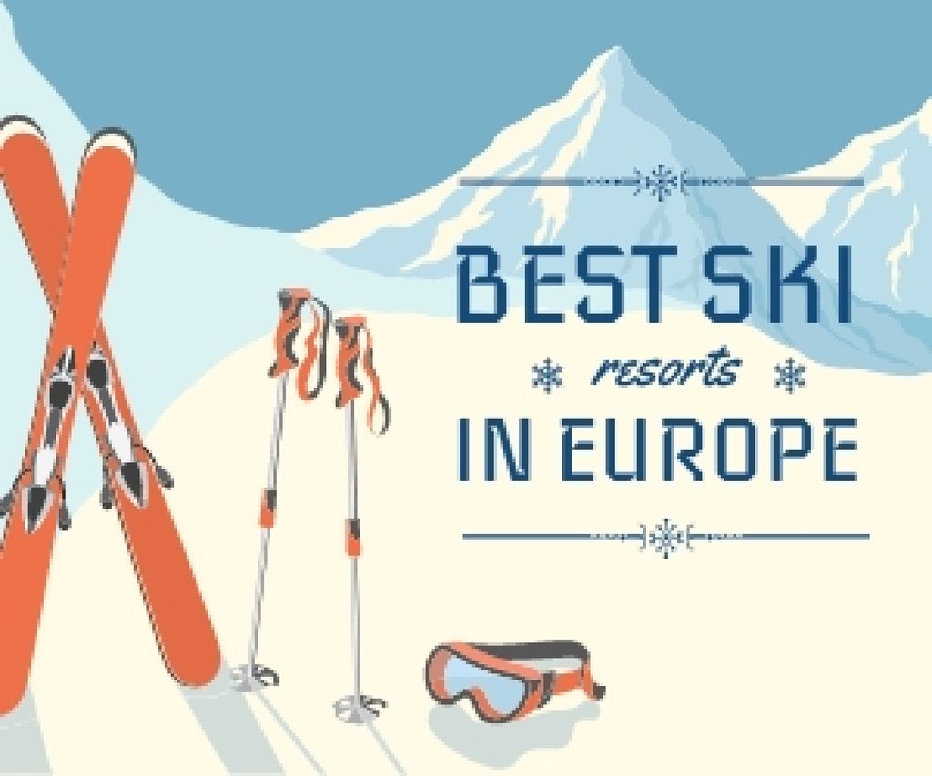 Designvorlage best ski resorts in Europe poster für Medium Rectangle