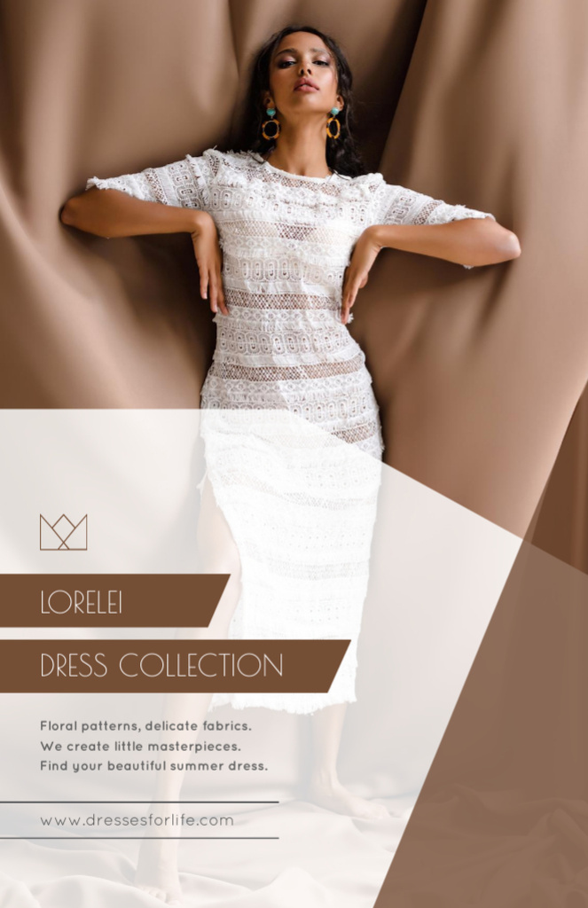 Designvorlage Fashion Ad with Woman in White Dress für Flyer 5.5x8.5in