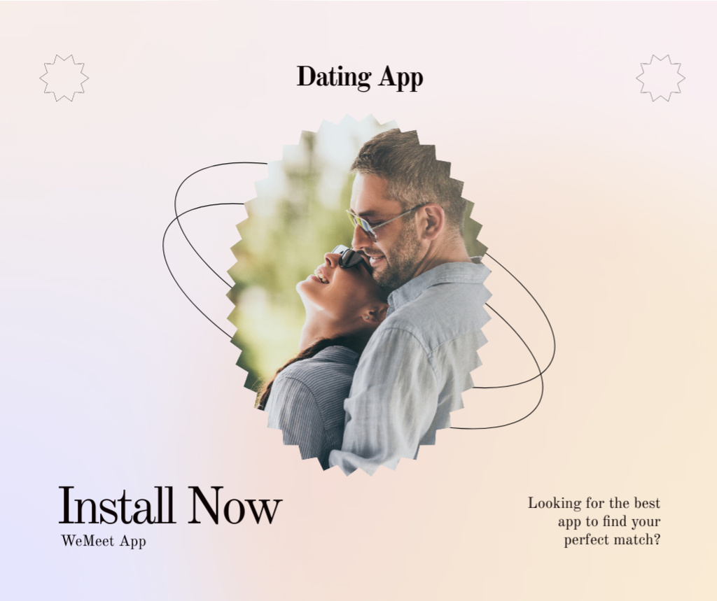 Ontwerpsjabloon van Facebook van Dating application minimal