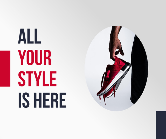 Fashion Ad with Stylish Sneakers Facebook Design Template