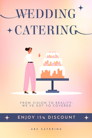 Wedding Catering Services with Big Holiday Cake Pinterest Design Template
