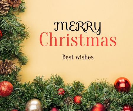 Winter Holidays Greeting on Yellow Facebook Design Template