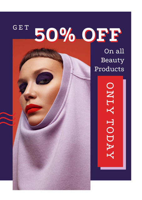 Szablon projektu Sale Ad with Young attractive woman Poster