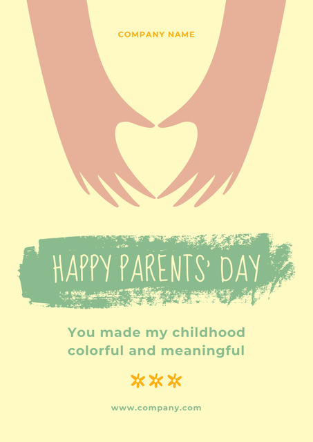 Ontwerpsjabloon van Poster A3 van Happy Parents' Day with Illustration of Hands in Heart Shape