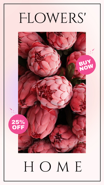 Tender Flowers For Home With Discount Instagram Video Story Modelo de Design